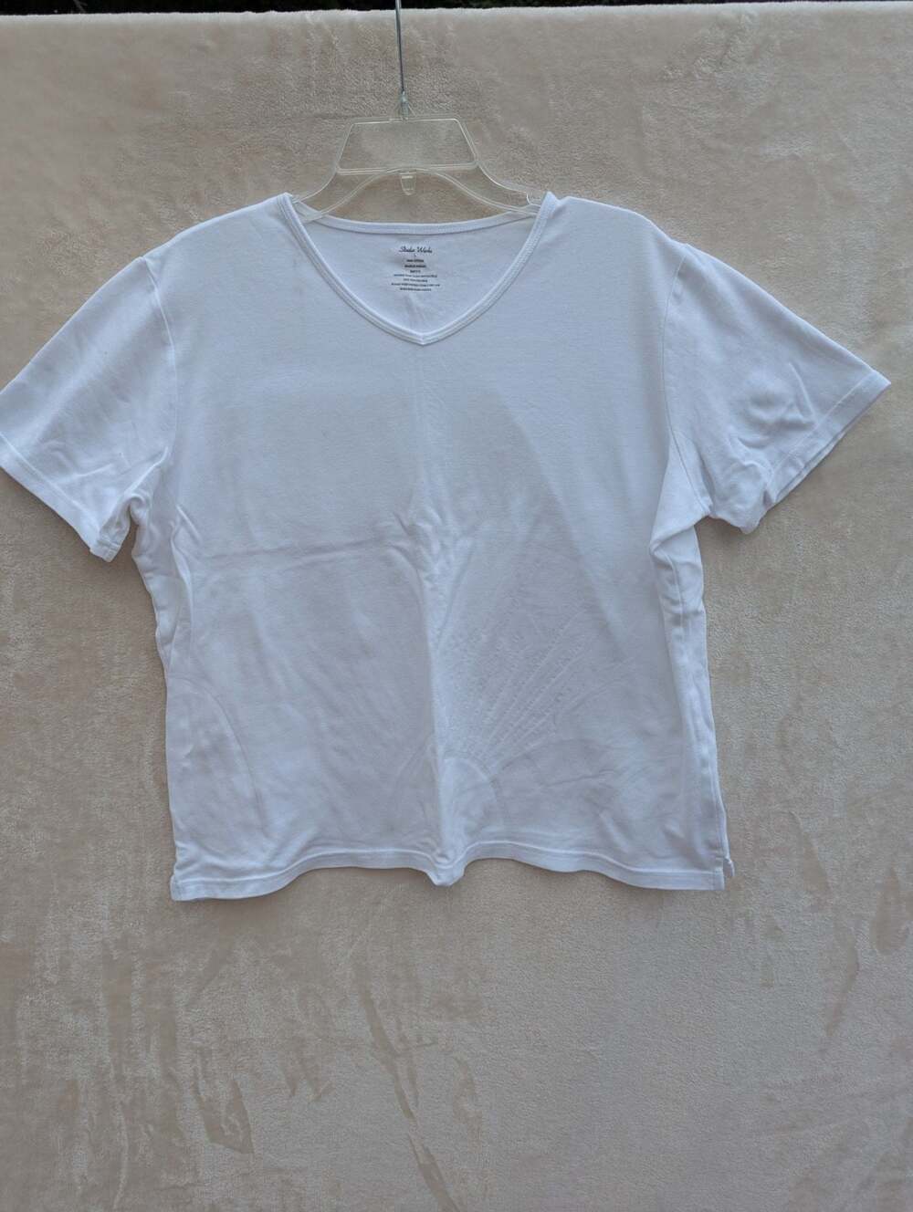 Studio Works White 100% Cotton V-Neck Short Sleeve T-Shirt Size L